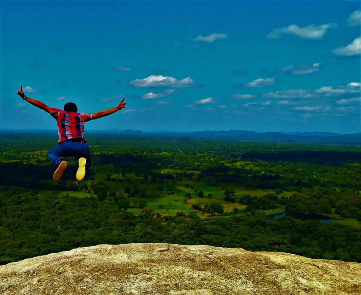 Pidurangala Rock viewpoint overlooking the Sigiriya landscape, Sri Lanka