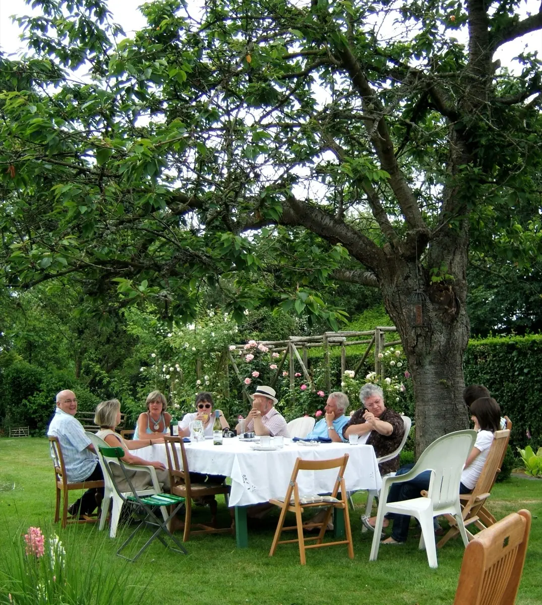 Romantic outdoor dinner setup with candles